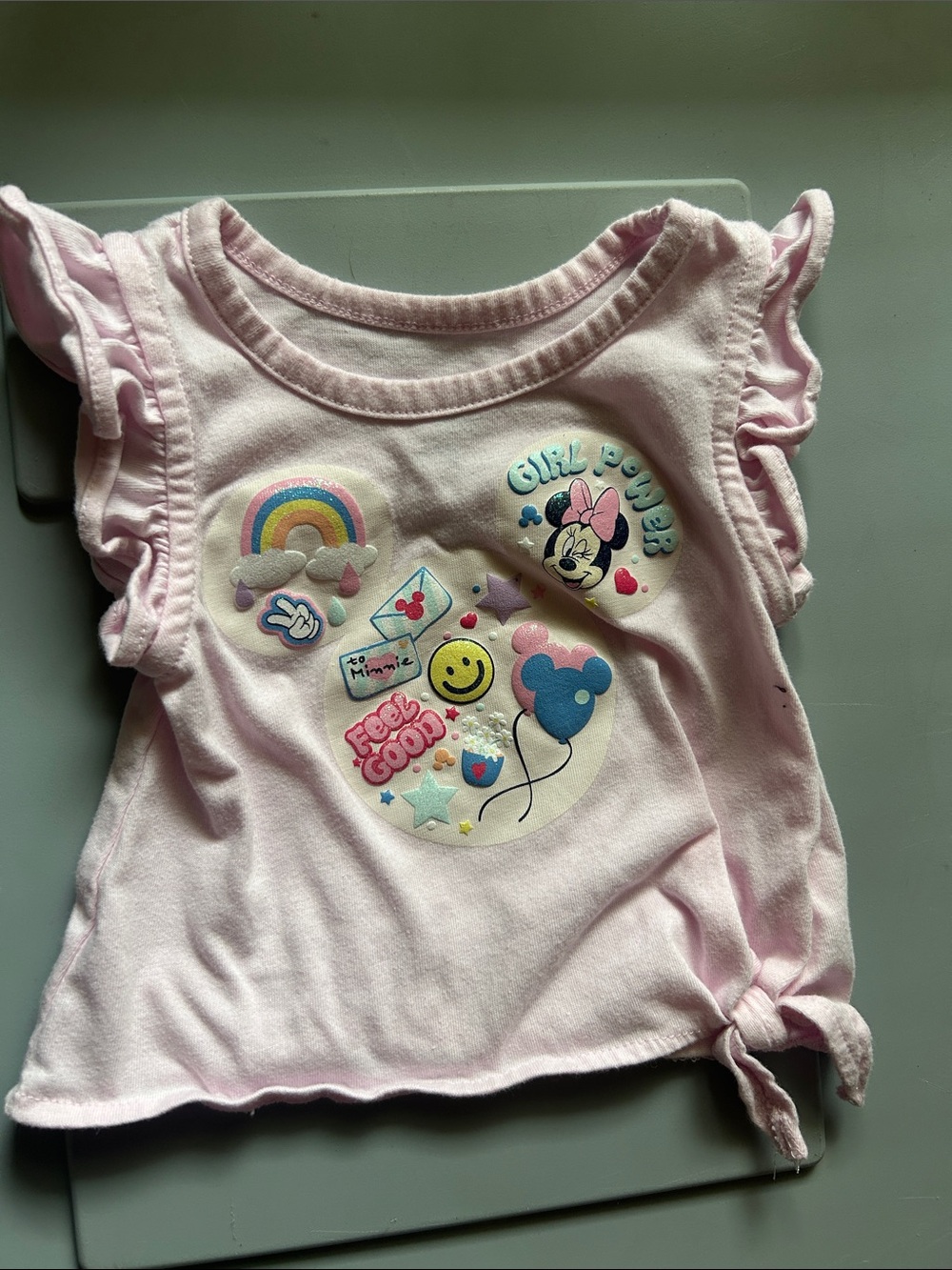 Disney Pink Minnie Mouse Graphic Ruffle Sleeve Tee